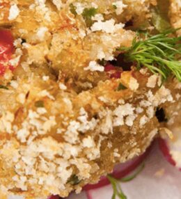 Pan Fried Potato Cakes with Carroll’s Crumbed Ham & Red Onion